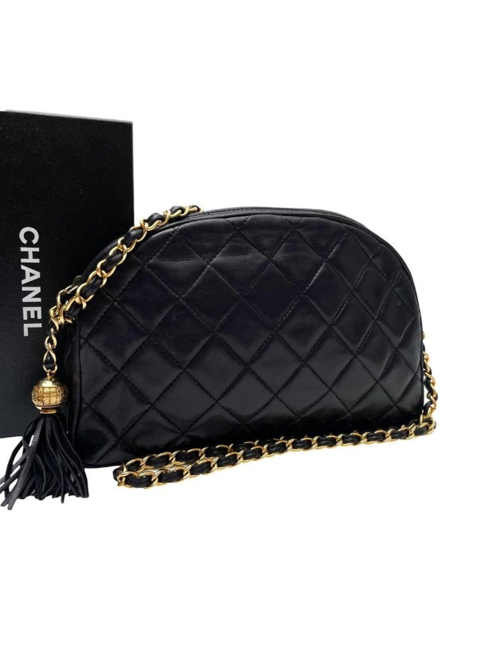 Chanel Quilted Lambskin Chain Shoulder Bag Fringe